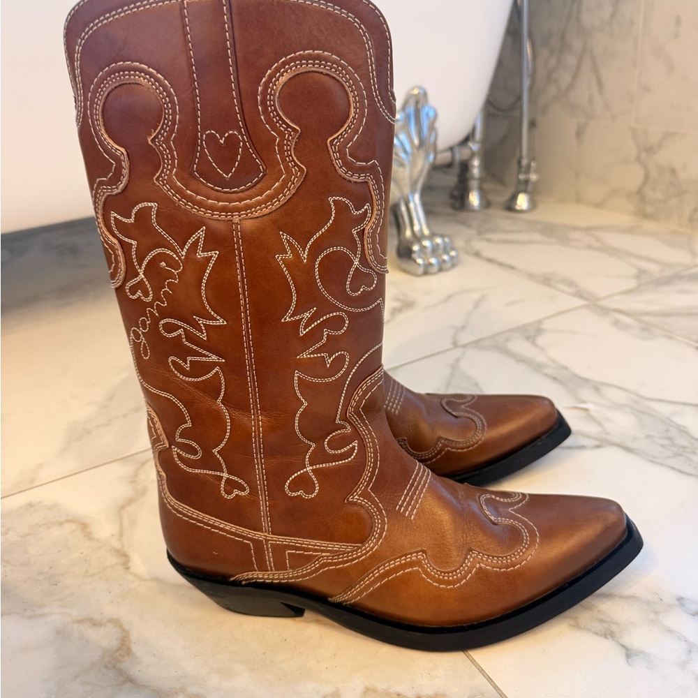 Ganni Mid Shaft Embroidered Westerj Boots (Size 42 EU) - Picture 7 of 9